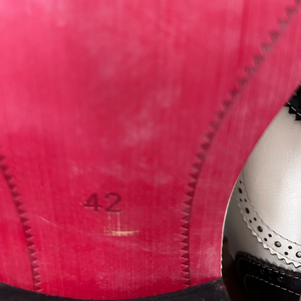 Fiesso FI-7400 Black/White Leather Wingtip Oxfords Men’s Size 42/ US 9 - Picture 8 of 9